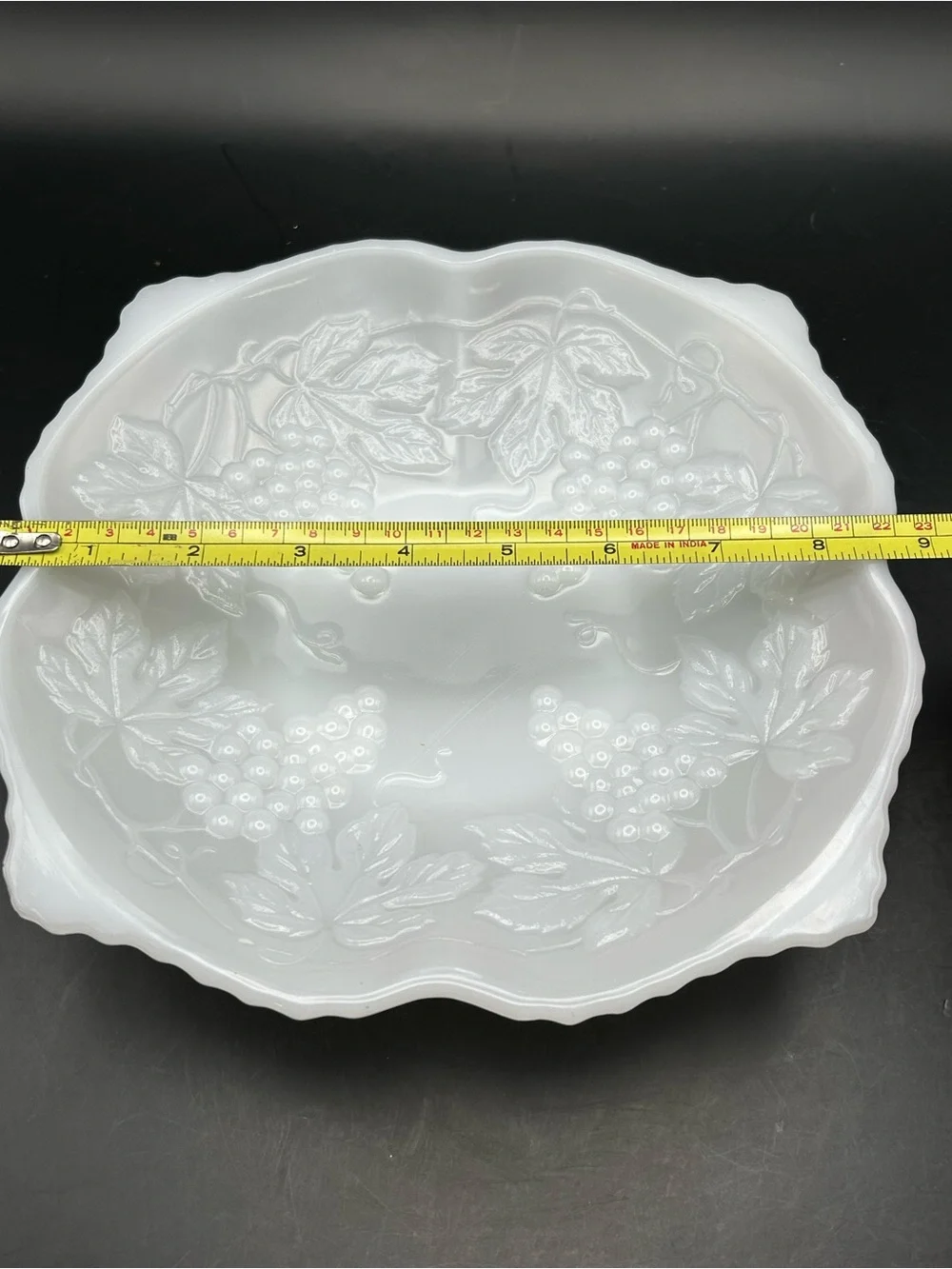 Anchor Hocking White Grape-Relief Serving Bowl